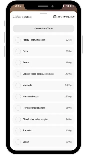 Lista della spesa generata automaticamente